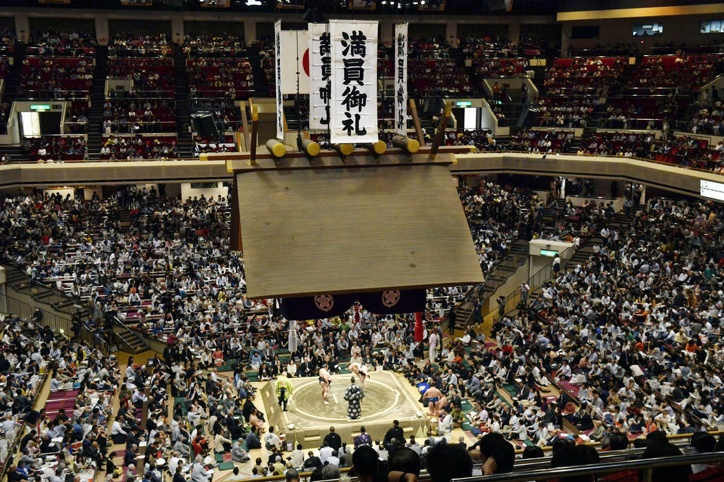 FILE - In this May 12, 2019, file photo, banners thanking for a sellout crowd are displayed on ...