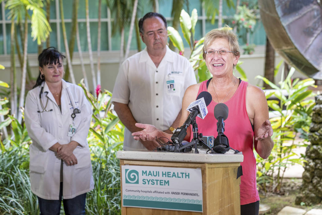 Julia Eller, mother of Amanda Eller, speaks during a news conference about the rescue of Amanda ...