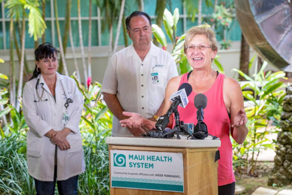 Julia Eller, mother of Amanda Eller, speaks during a news conference about the rescue of Amanda ...