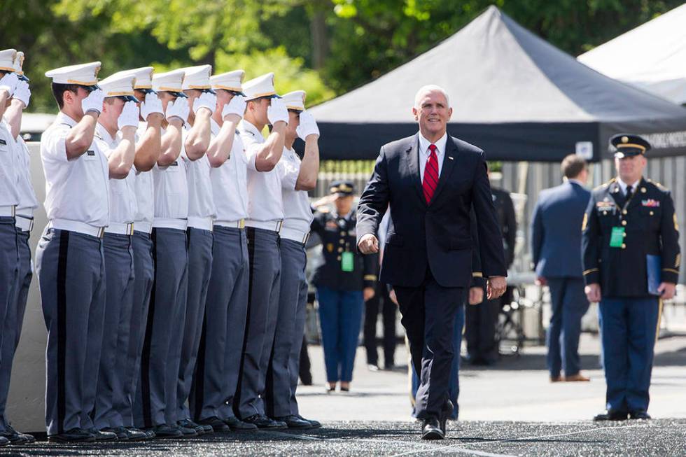 Vice President Mike Pence walks into Michie Stadium during graduation ceremonies at the United ...