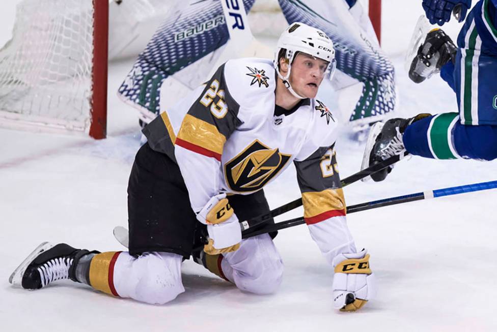 Vegas Golden Knights' Daniel Carr plays during the second period of an NHL hockey game Thursday ...