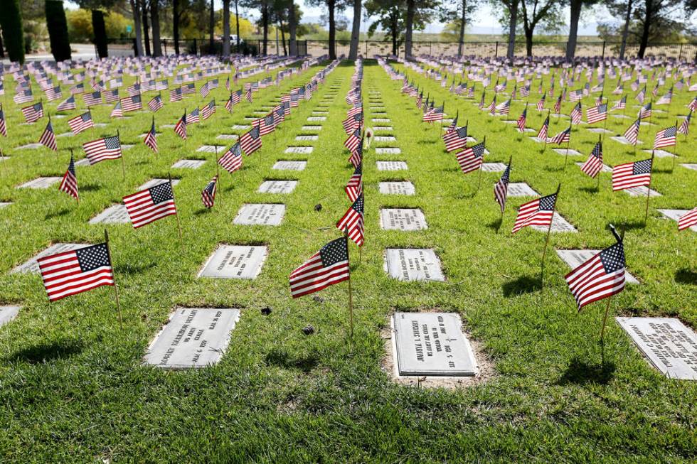 The Southern Nevada Veterans Memorial Cemetery in Boulder City, Sunday, May 26, 2019. (Rachel A ...