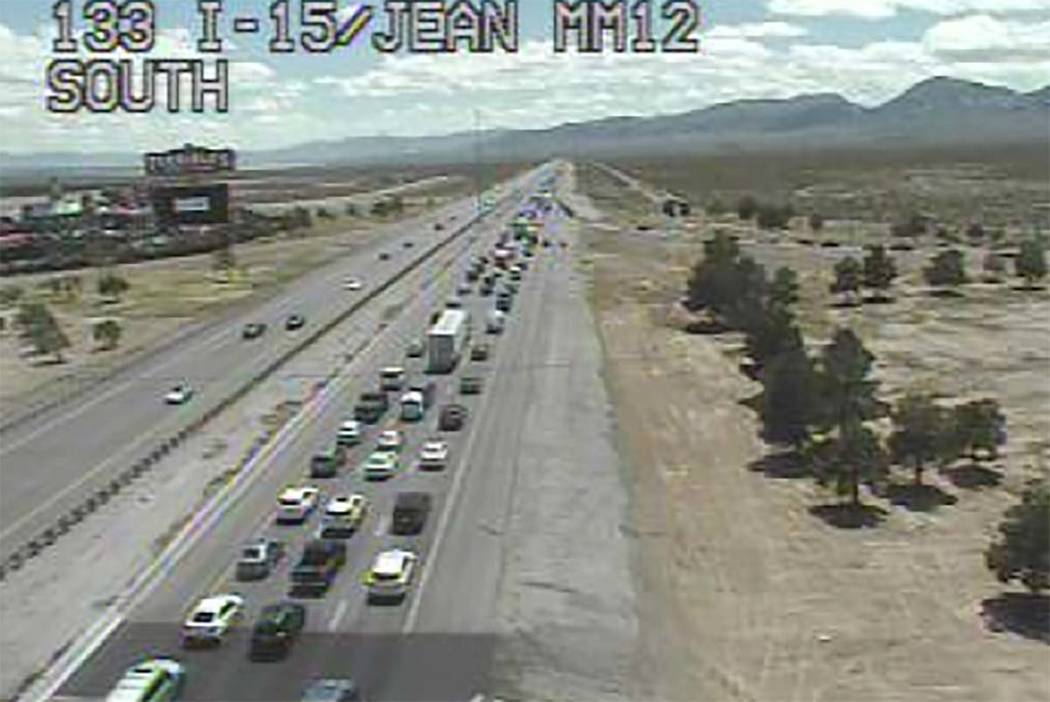 Heavy traffic on southbound Interstate 15 from Las Vegas into Southern California on Monday aft ...