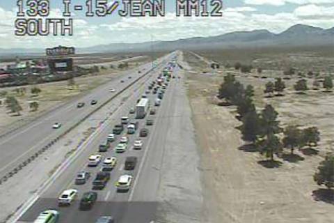 Heavy traffic on southbound Interstate 15 from Las Vegas into Southern California on Monday aft ...