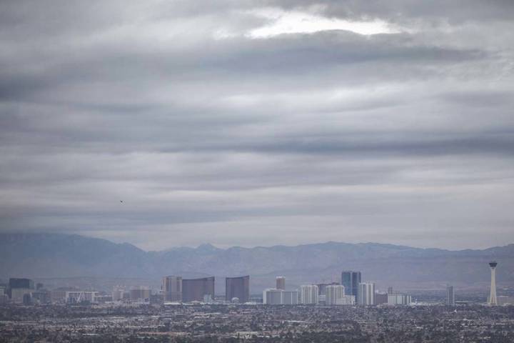 Dark clouds move across the Las Vegas Valley on Monday, Jan. 14, 2019. A 30 percent chance of r ...