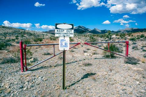 A sign is posted in the Desert National Wildlife Refuge warning travelers not to trespass on th ...