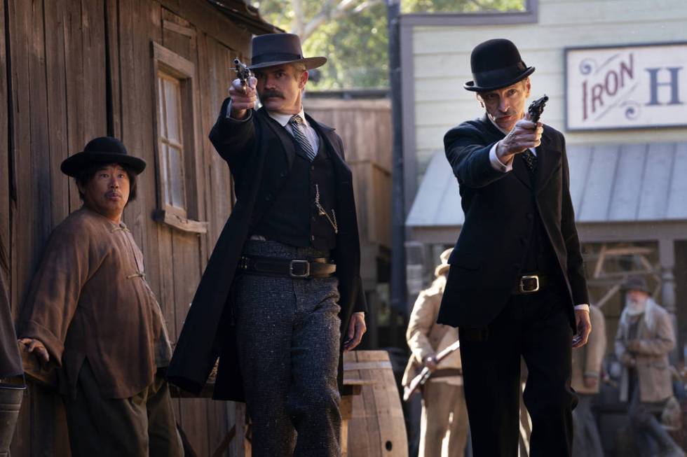 Timothy Olyphant, left, and John Hawkes in "Deadwood: The Movie." (Warrick Page/HBO)