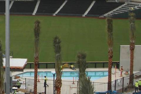 The pool area at Las Vegas Ballpark, home of the Pacific Coast League Las Vegas Aviators. (Mick ...