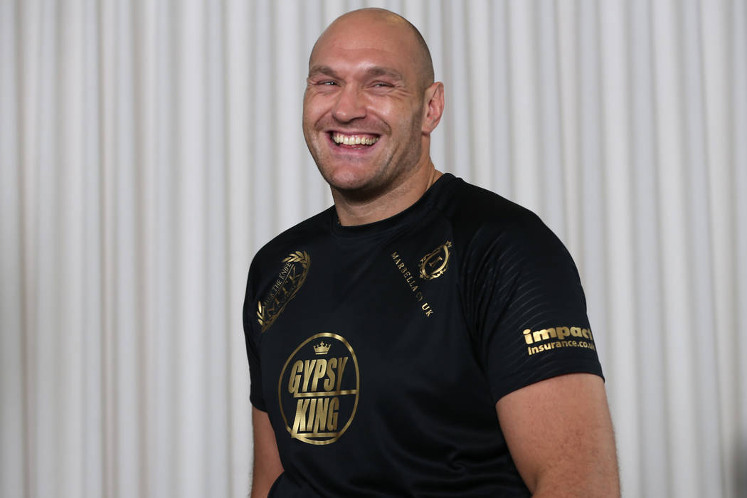Heavyweight boxer Tyson Fury during a media event at the Top Rank headquarters in Las Vegas, We ...