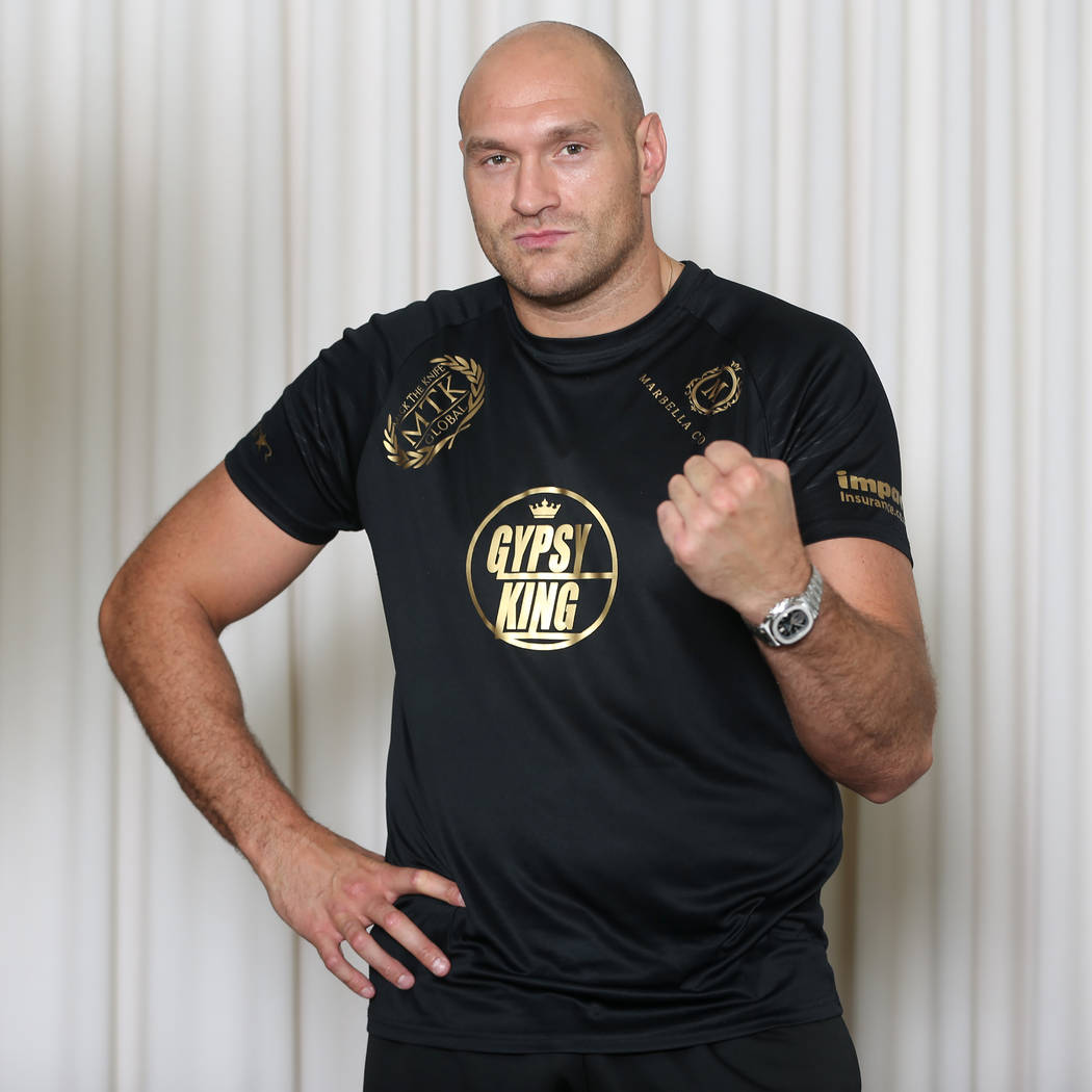 Heavyweight boxer Tyson Fury during a media event at the Top Rank headquarters in Las Vegas, We ...