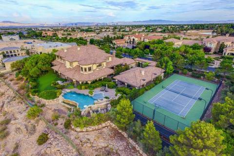 The mansion at 9508 Kings Gate Court in Las Vegas has a rental price of $29,995 per month. (The ...