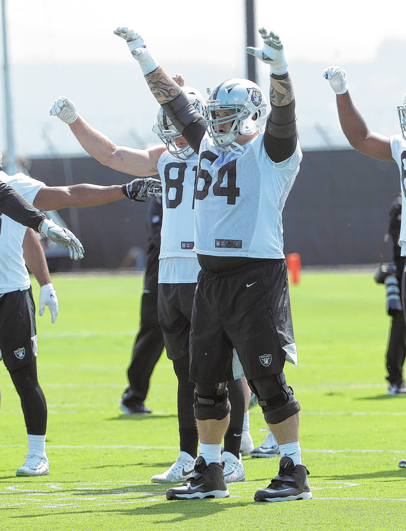 Oakland Raiders guard Richie Incognito (64) during an official team activity at the NFL footbal ...