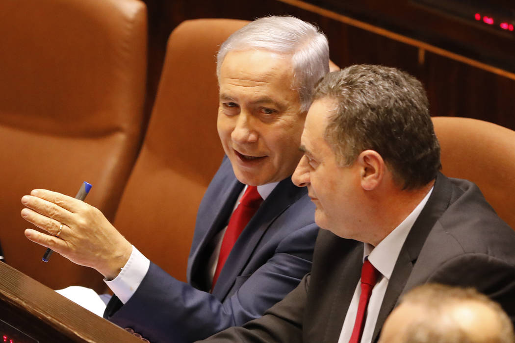 Israeli Prime Minister Benjamin Netanyahu before voting in the Knesset, Israel's parliament in ...