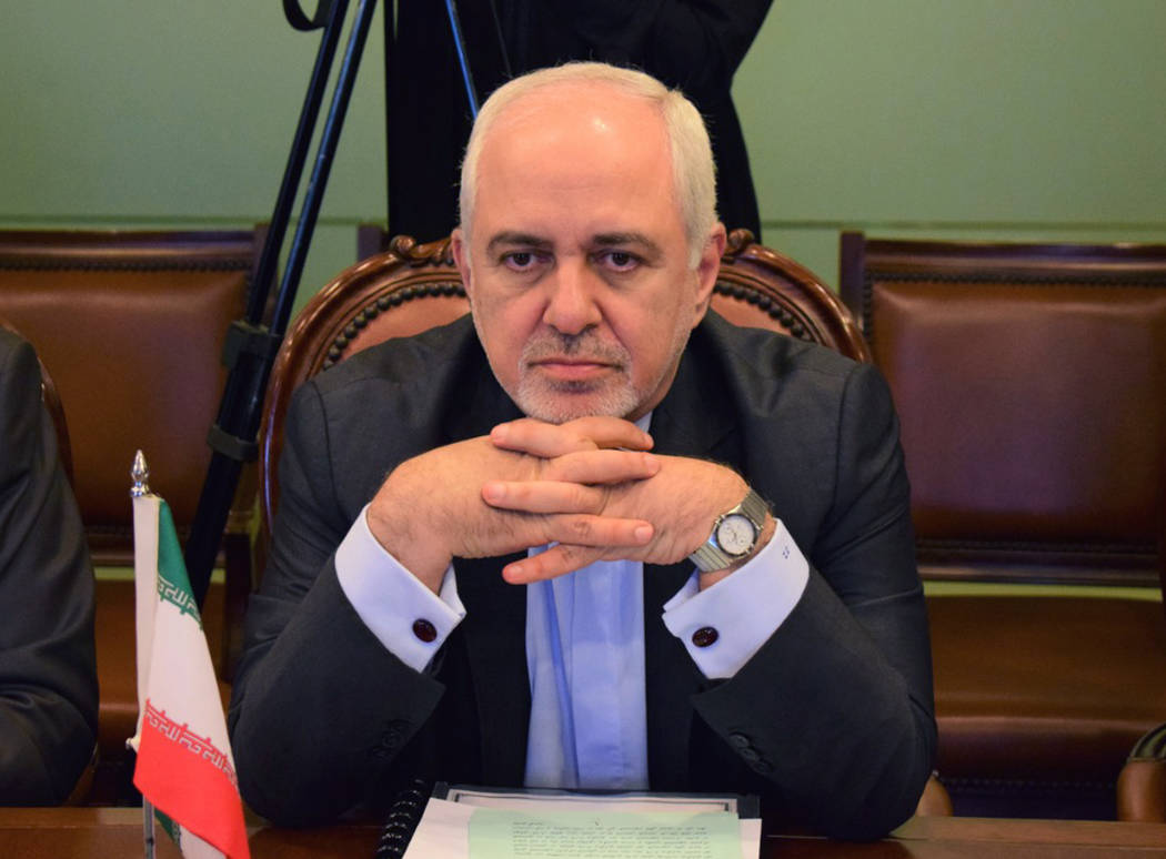 In this photo released by the Foreign Office, Iranian Foreign Minister Mohammad Javad Zarif, at ...