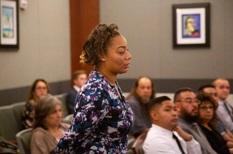 Cadesha Bishop, 25, accused of shoving a 74-year-old man off a bus, appears in court at the Reg ...