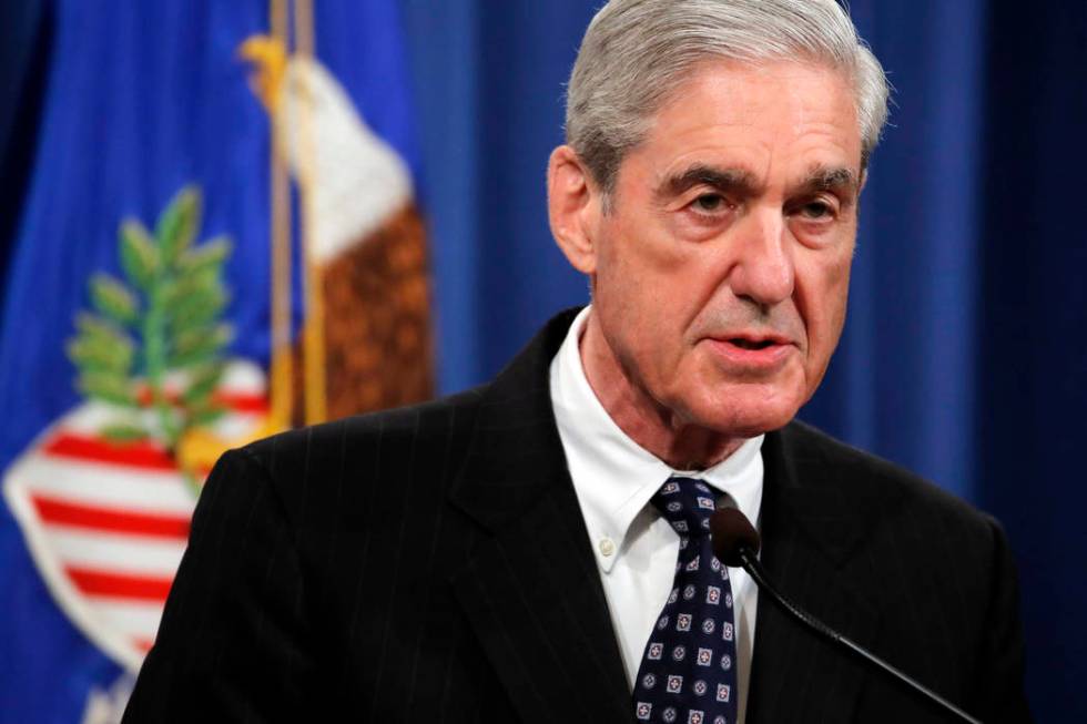 Special counsel Robert Mueller speaks at the Department of Justice Wednesday, May 29, 2019, in ...