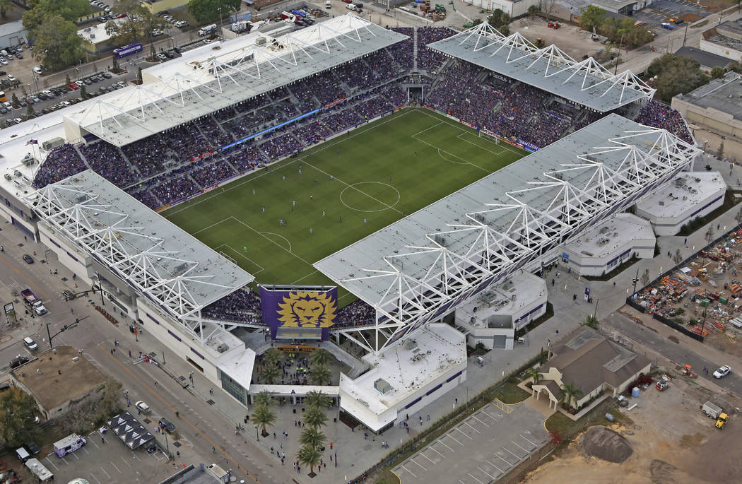 This Sunday, March 5, 2017 photo shows Orlando City SC's newly constructed stadium in Orlando, ...