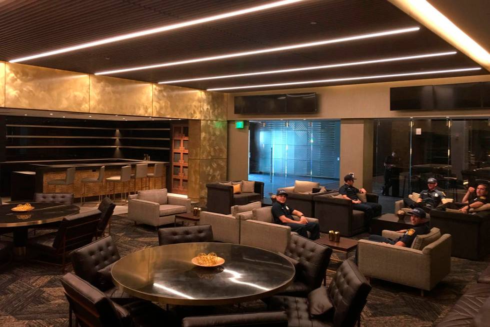 In this Thursday, April 26, 2018, photo shows a suite in the Club level at Banc of California S ...