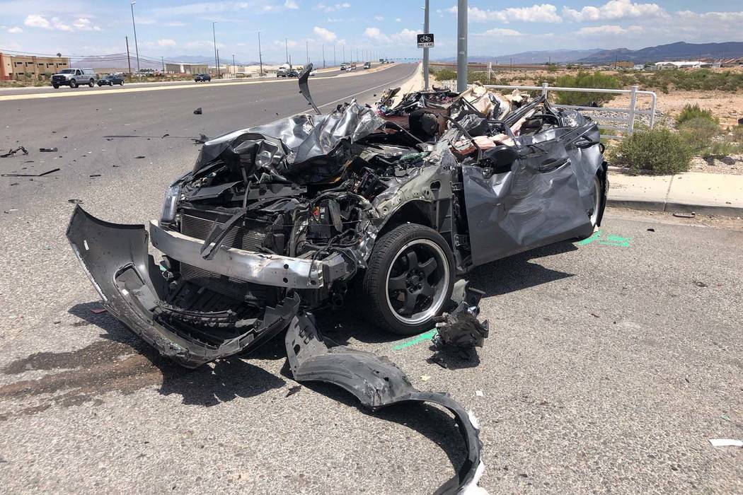 The Nevada Highway Patrol is investigating an injury crash involving a semitrailer hauling doub ...