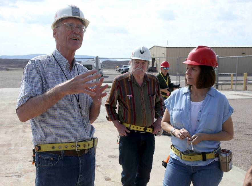 U.S. Sen. Catherine Cortez Masto, D-Nev., gets a tour of Yucca Mountain 90 miles northwest of L ...