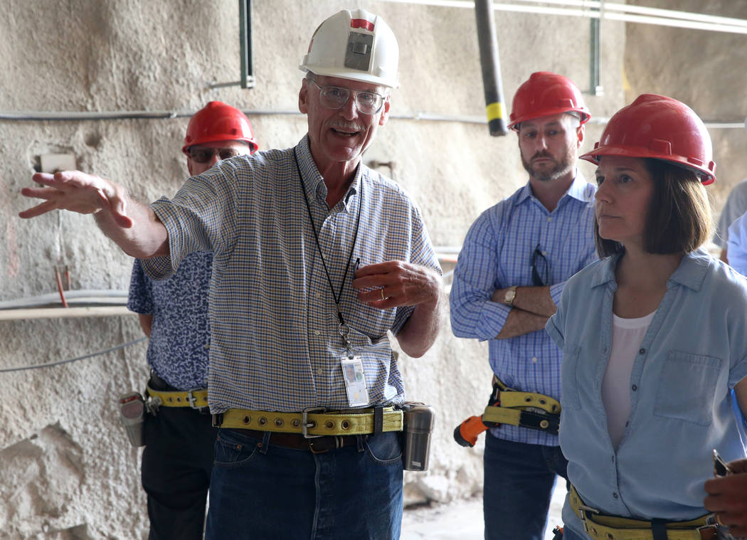 U.S. Sen. Catherine Cortez Masto, D-Nev., gets a tour of Yucca Mountain 90 miles northwest of L ...