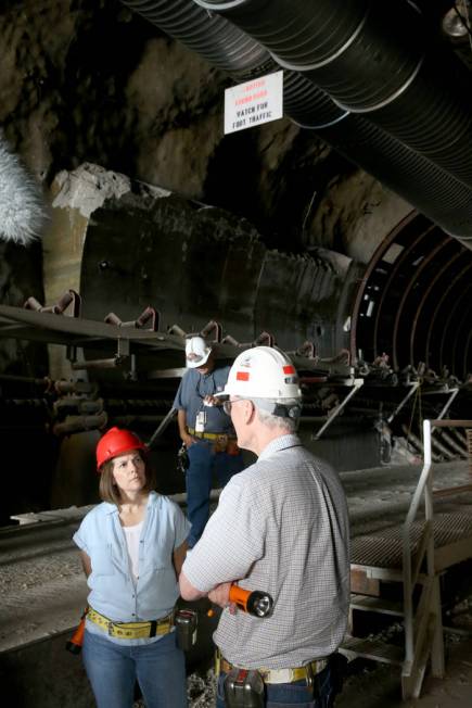 U.S. Sen. Catherine Cortez Masto, D-Nev., gets a tour of Yucca Mountain 90 miles northwest of L ...