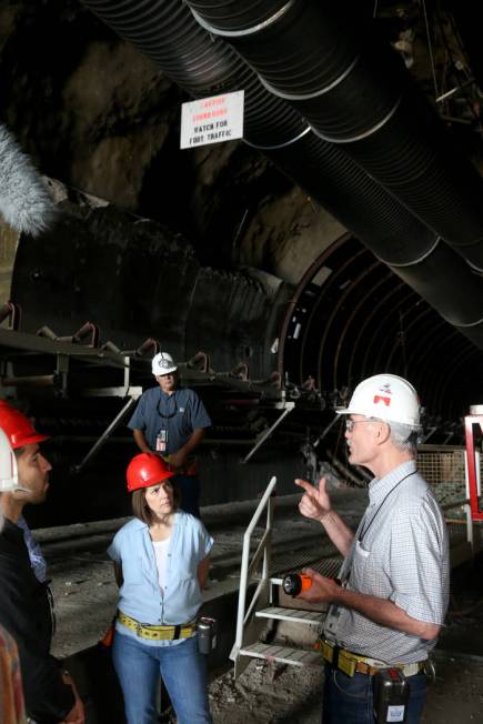 U.S. Sen. Catherine Cortez Masto, D-Nev., gets a tour of Yucca Mountain 90 miles northwest of L ...