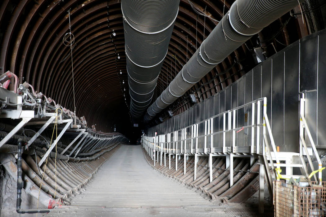 Inside the north portal to a five mile tunnel in Yucca Mountain 90 miles northwest of Las Vegas ...