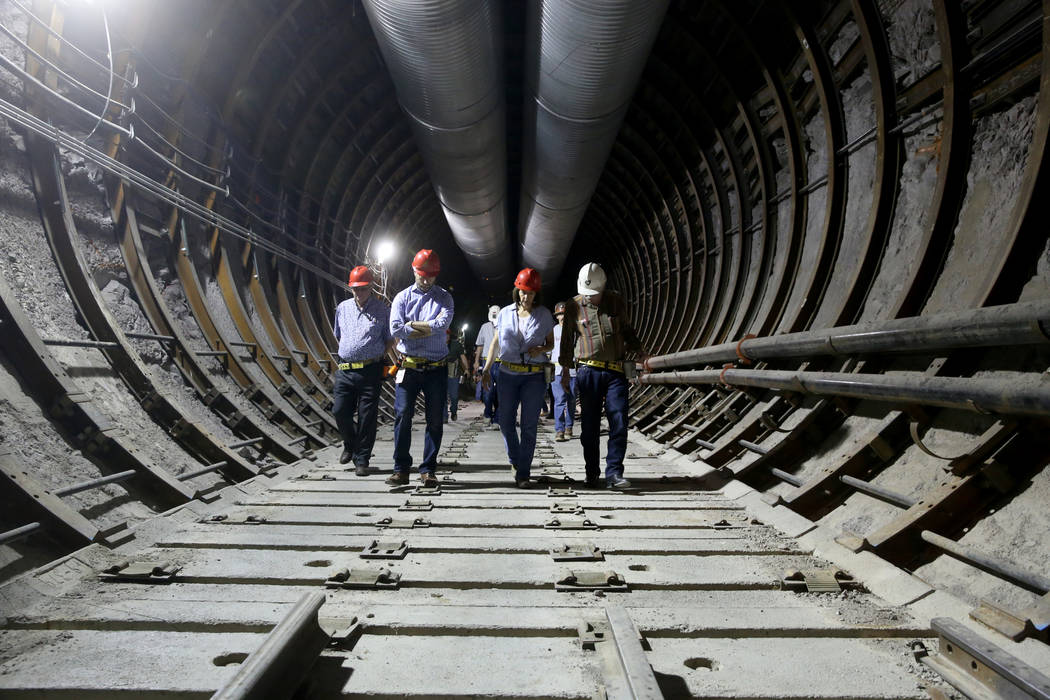 U.S. Sen. Catherine Cortez Masto, D-Nev., talks with Steve Frishman, a technical consultant to ...