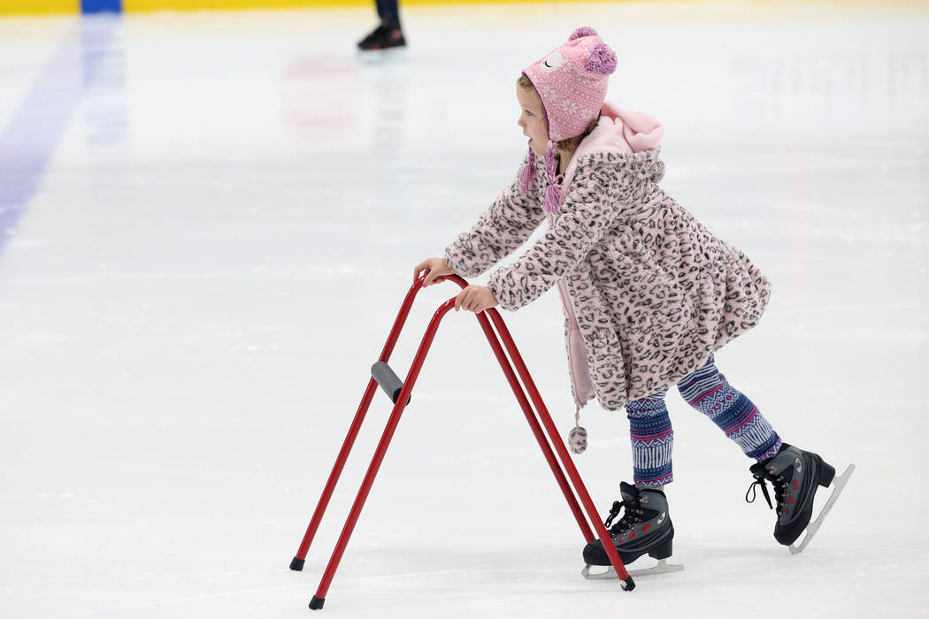 Vivienne Durkin, 7, of Las Vegas, during the Jake Kielb's Hockey Foundation open skate session ...