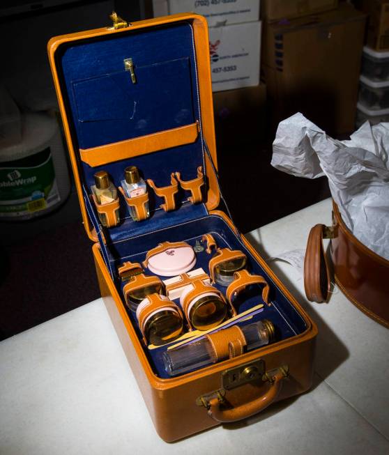 Clara Bow's makeup kit, from Walking Box Ranch in Searchlight, is seen at UNLV's Paradise campu ...