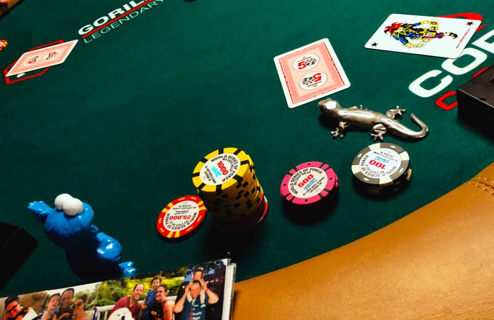 A joker card is mistakenly dealt during the The Big 50, a $500 buy-in, no-limit WSOP Hold'em to ...