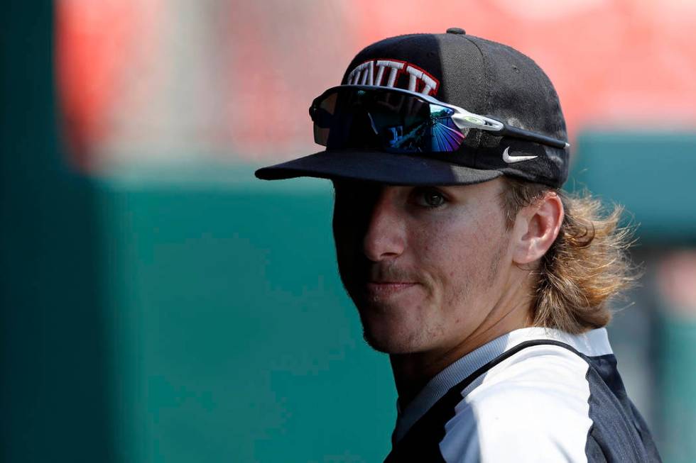 UNLV's Bryson Stott (10) looks prior to an UNLV at University of Houston NCAA college baseball ...