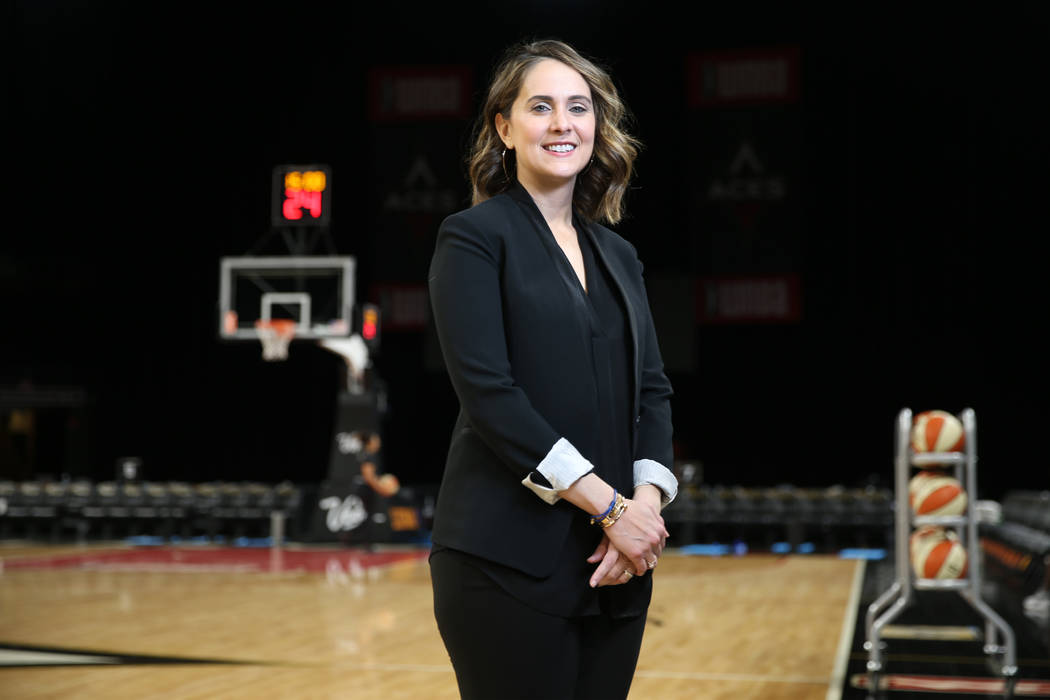 Christine Monjer, assistant general manager for the Las Vegas Aces, at the Mandalay Bay Events ...