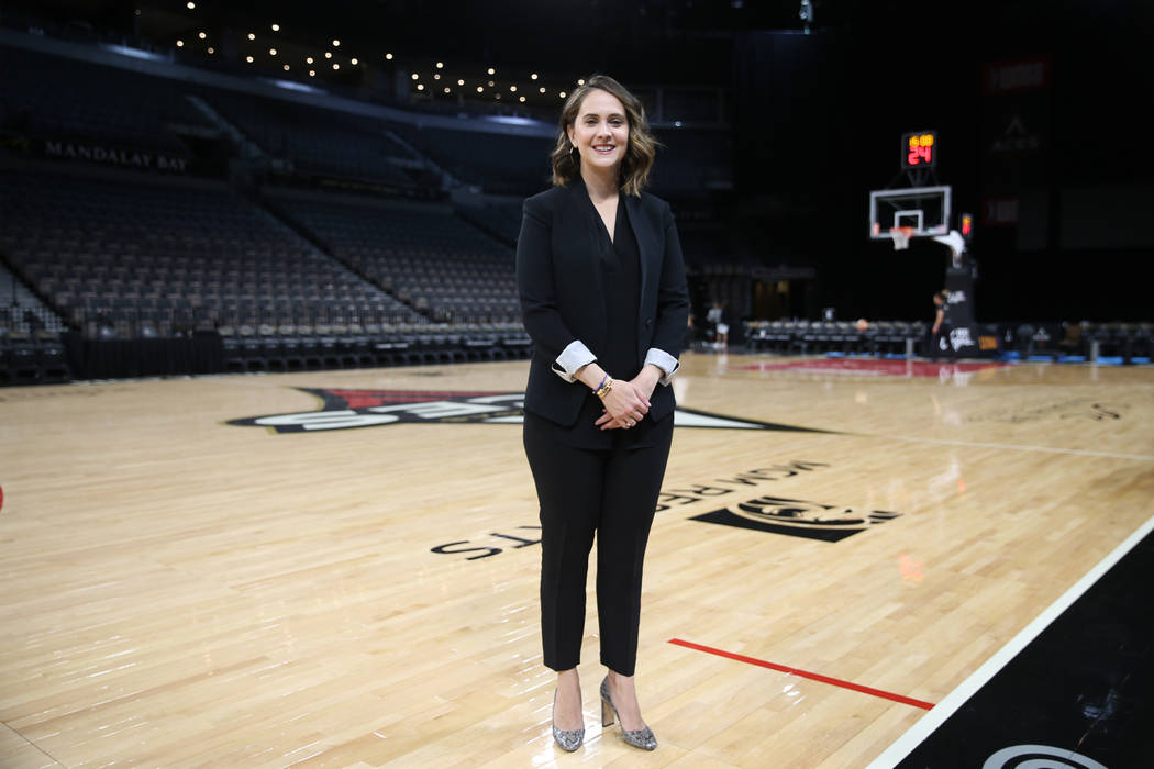 Christine Monjer, assistant general manager for the Las Vegas Aces, at the Mandalay Bay Events ...