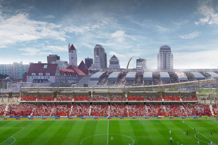 Renderings of the Saint Louis FC's stadium proposal. Courtesy Saint Louis FC