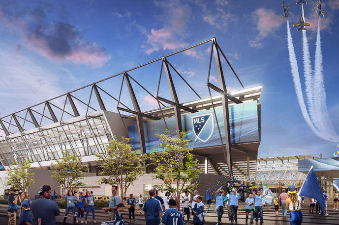 Renderings of the San Diego stadium proposal. Courtesy San Diego MLS bid.