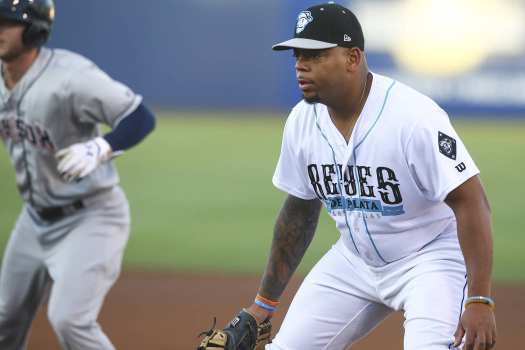 Las Vegas 51s' Dominic Smith during the debut of the "Reyes de Plata" (Silver Kings), ...