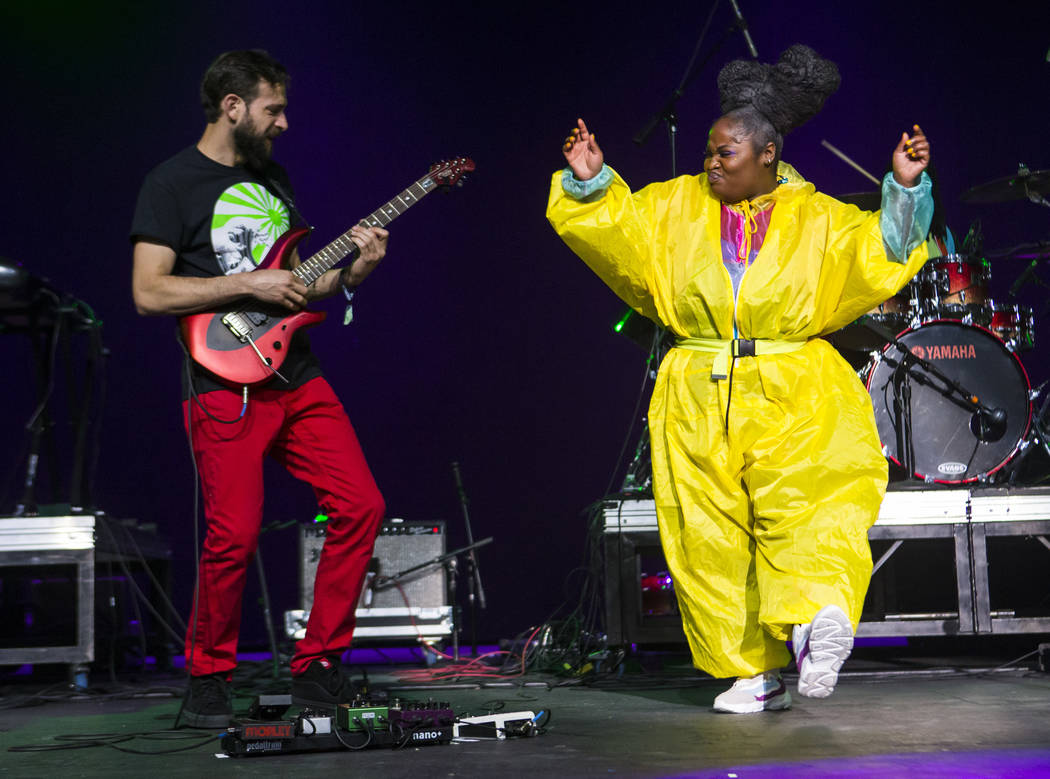 Tarriona "Tank" Ball, right, of Tank and the Bangas performs inside The Joint during ...