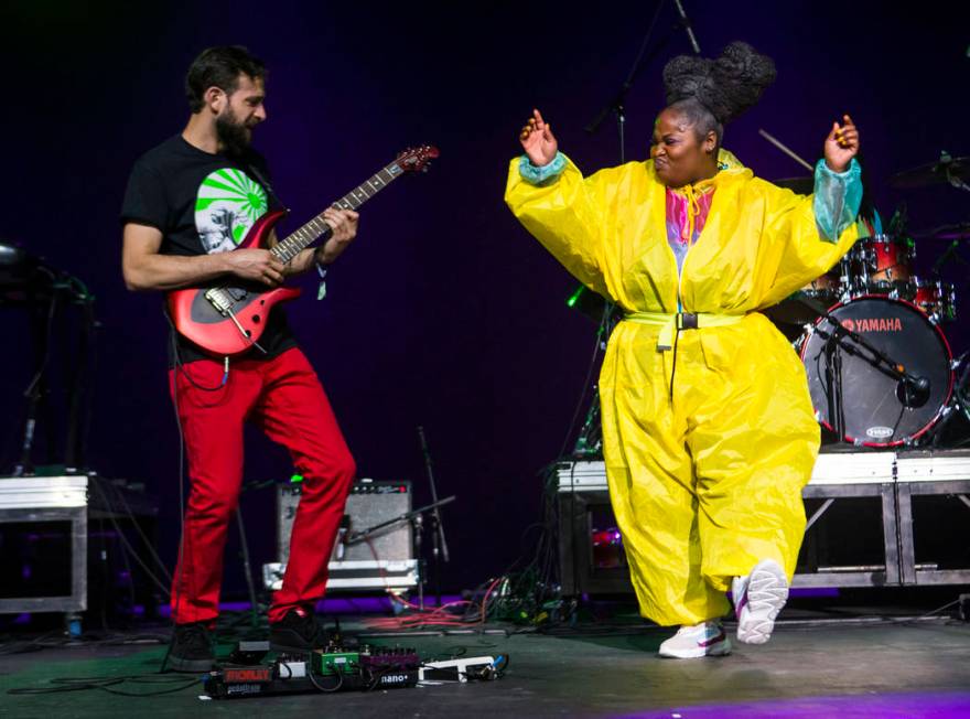 Tarriona "Tank" Ball, right, of Tank and the Bangas performs inside The Joint during ...