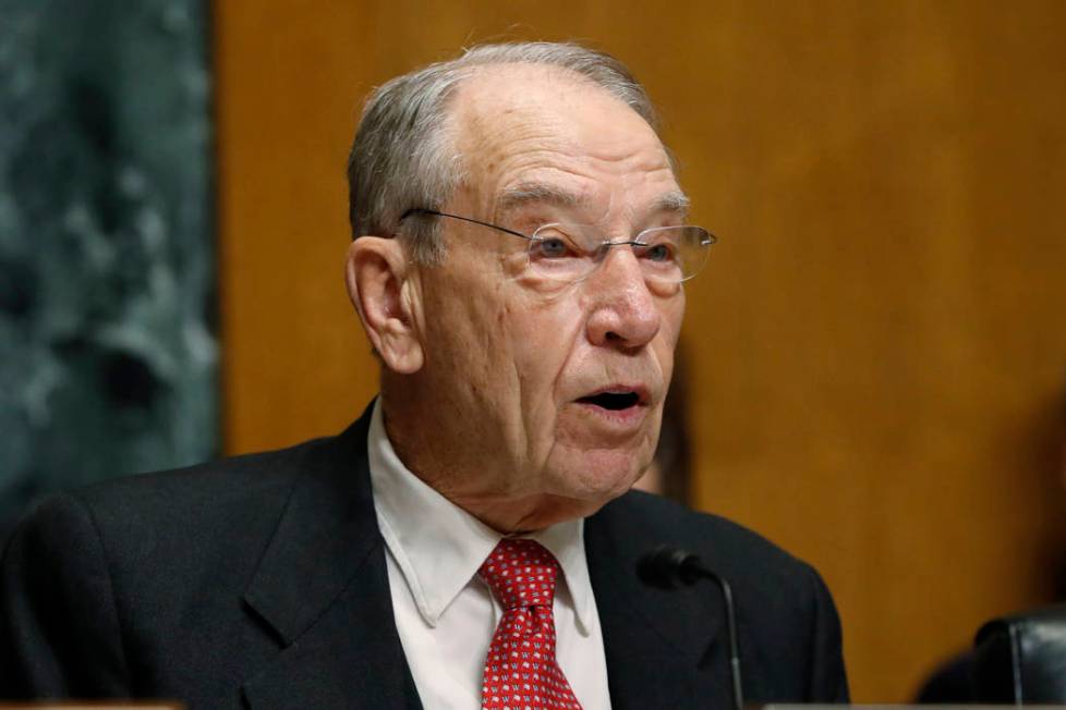 FILE - In this Feb. 26, 2019, file photo, Sen. Chuck Grassley, R-Iowa, chairman of the Senate F ...