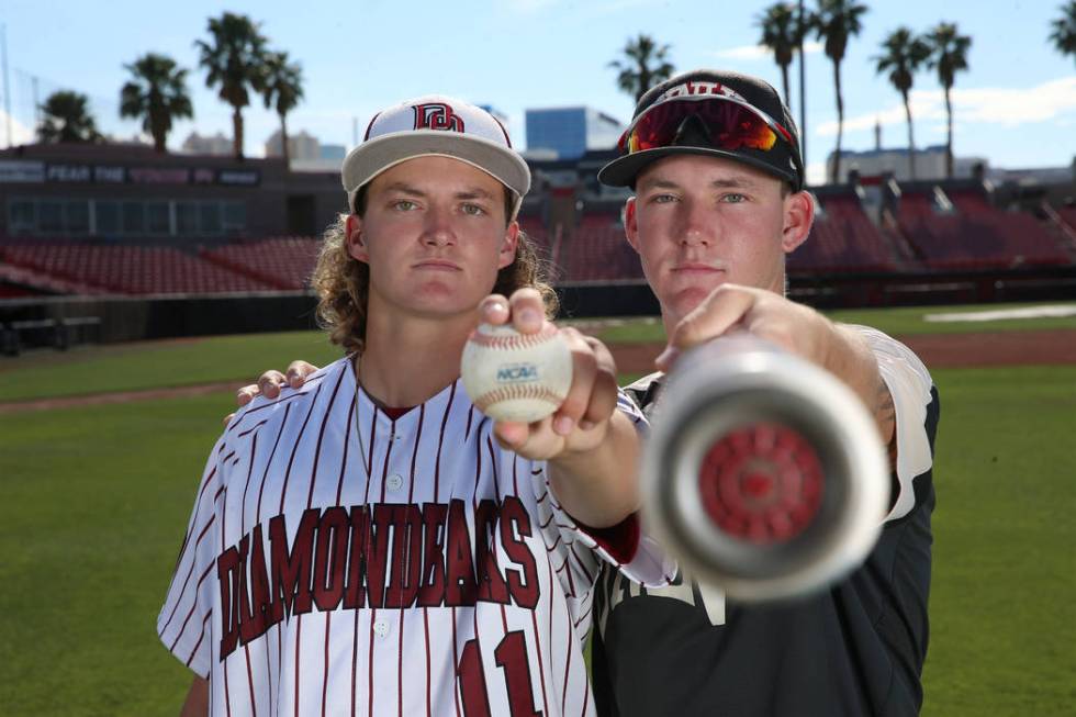 John Sharman, left, 17, and his brother Jason, 19, at UNLV's Earl E. Wilson Stadium in Las Vega ...