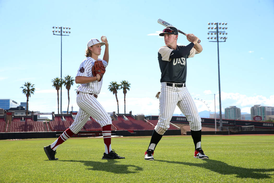 John Sharman, left, 17, and his brother Jason, 19, at UNLV's Earl E. Wilson Stadium in Las Vega ...