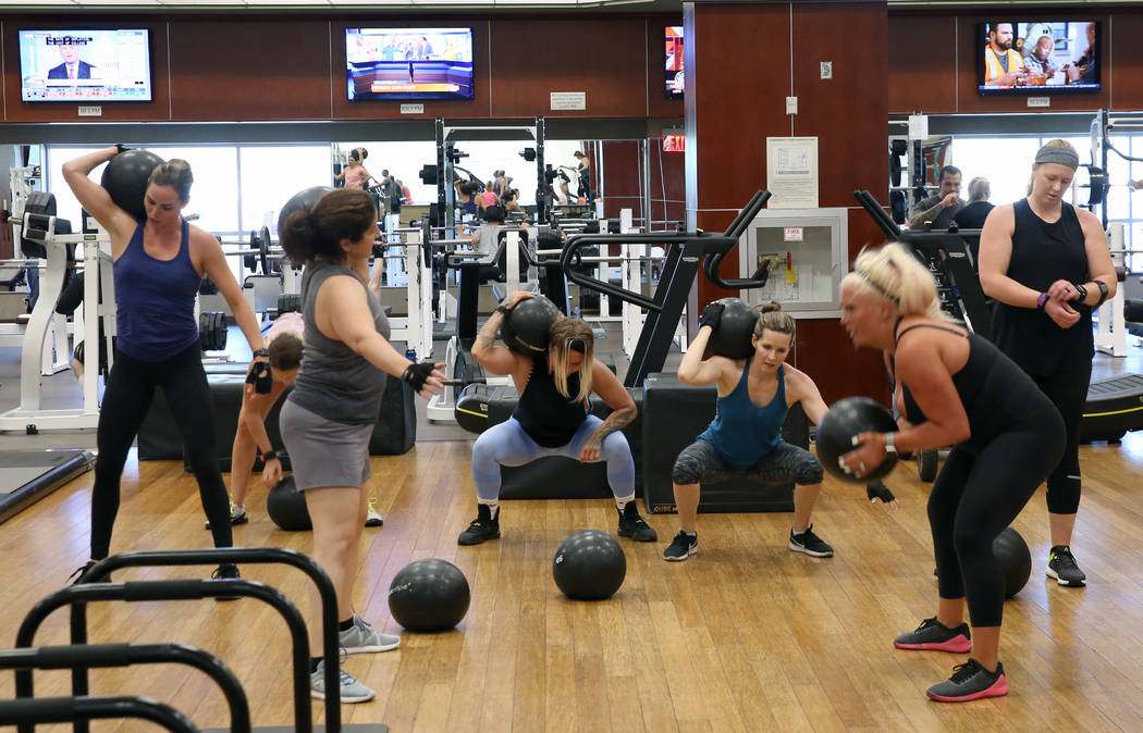 Members at Life Time Athletic work out on Monday, June, 3 2019, in Henderson. (Bizuayehu Tesfay ...