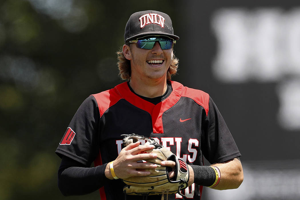 In this Sunday, May 5, 2019, file photo, UNLV's Bryson Stott (10) smiles prior to an NCAA colle ...