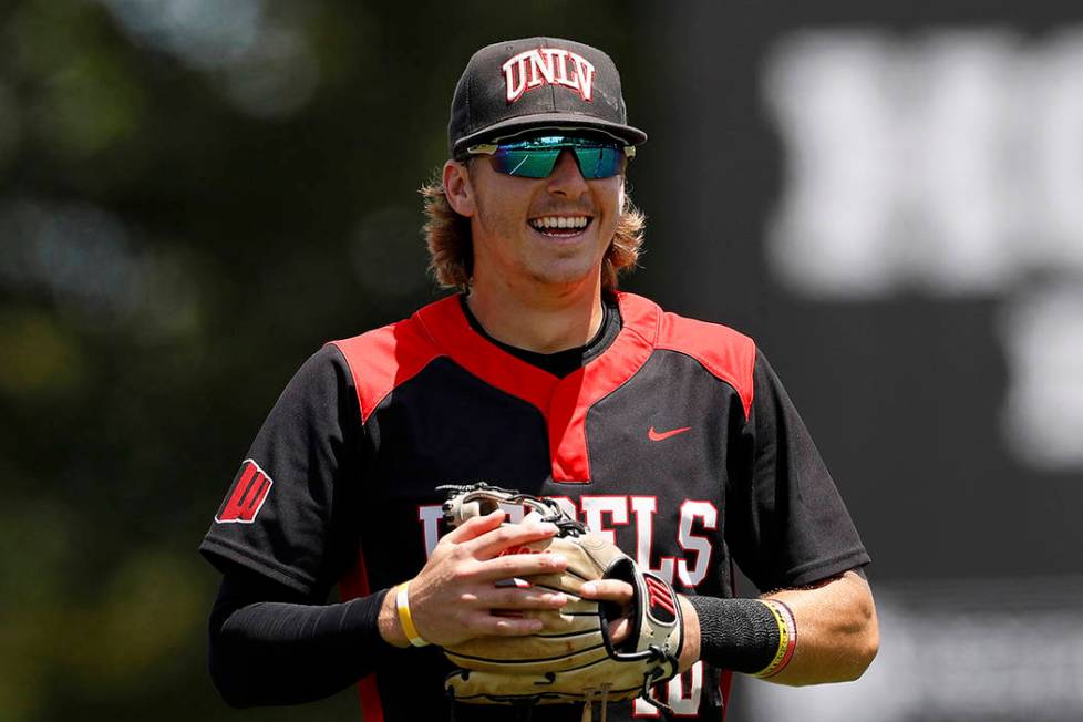 In this Sunday, May 5, 2019, file photo, UNLV's Bryson Stott (10) smiles prior to an NCAA colle ...