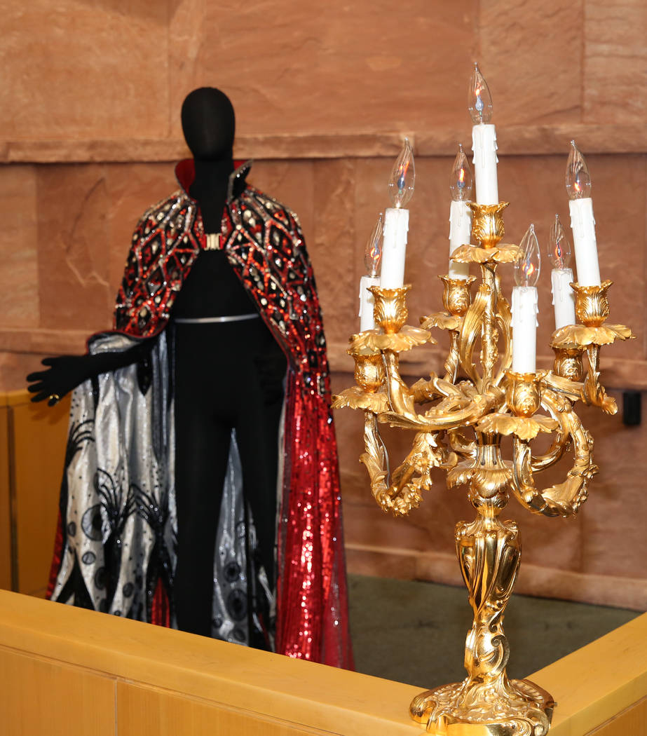 Liberace's outfit and candelabra are unveiled after the Clark County commissioners recognized L ...
