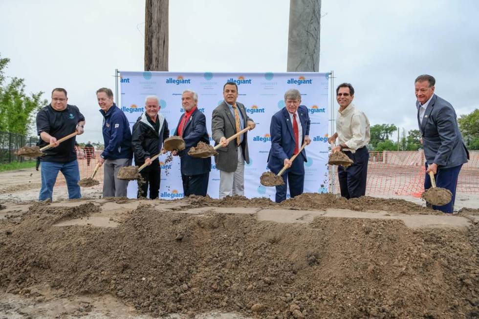 Las Vegas-based Allegiant Travel Co. held a ceremonial groundbreaking in March, seen here, for ...