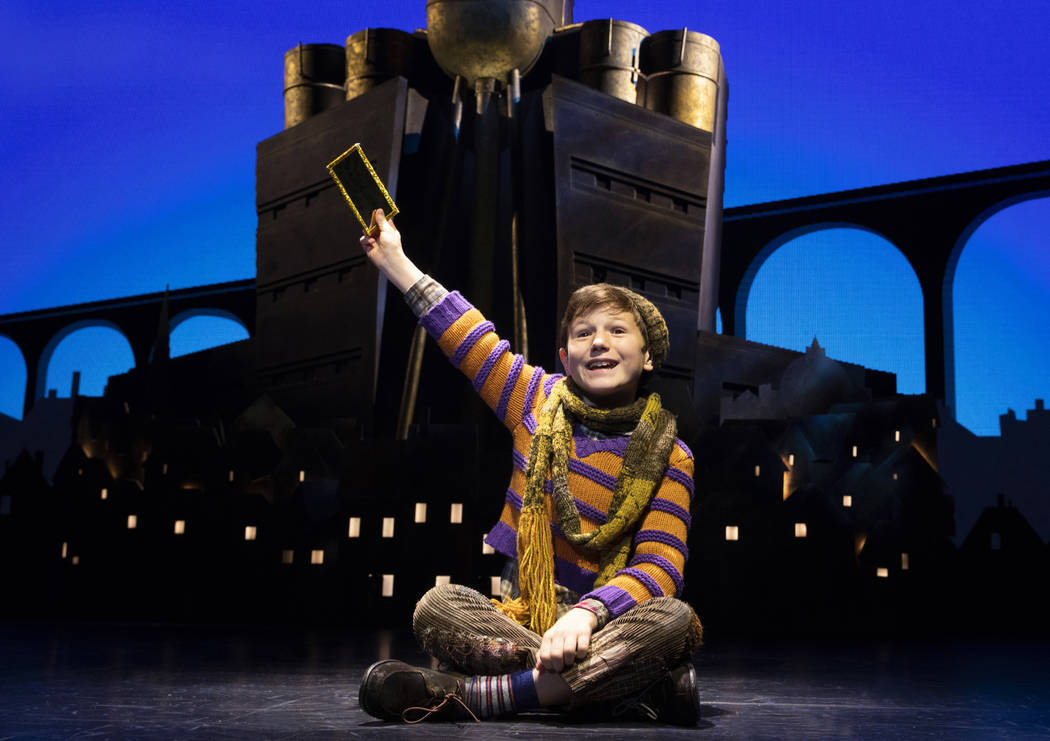 Collin Jeffery as Charlie Bucket. Roald Dahl’s CHARLIE AND THE CHOCOLATE FACTORY. Photo by Jo ...