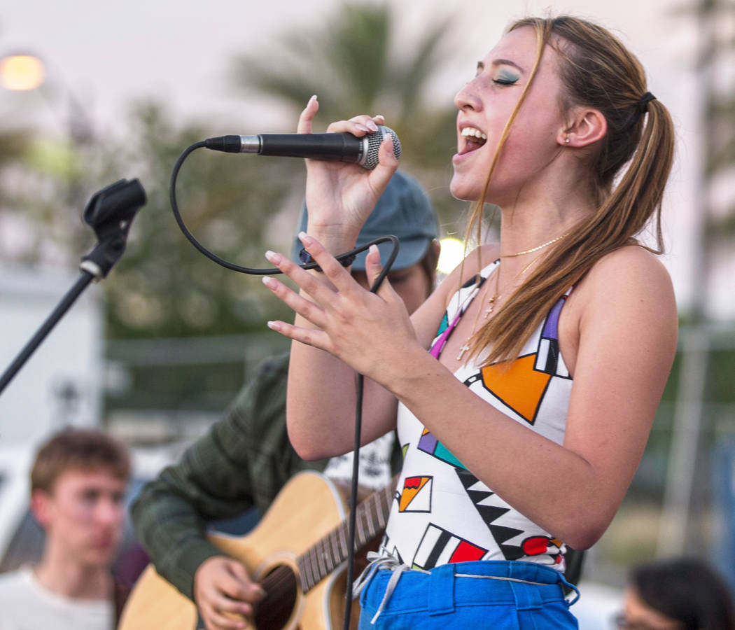 Dori Judd performs with the School of Rock Las Vegas West during First Friday's "Beat Stre ...